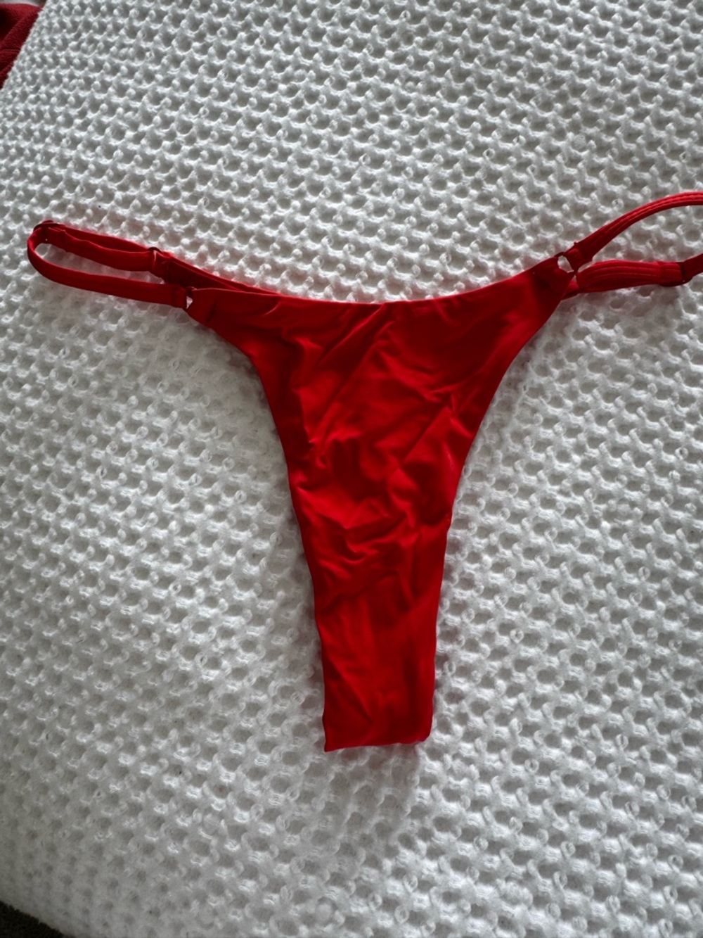 Red Women’s Bikini Bottom - Sleek Strappy Design